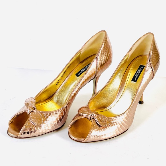 Dolce & Gabbana rose gold snakeskin print heels - Picture 9 of 14